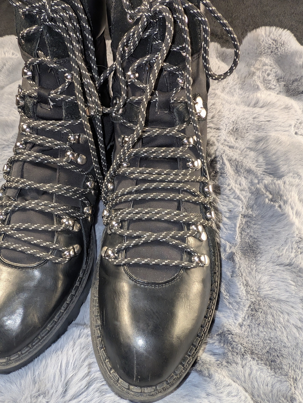 Zara Black Lace-Up Combat Moto Boots